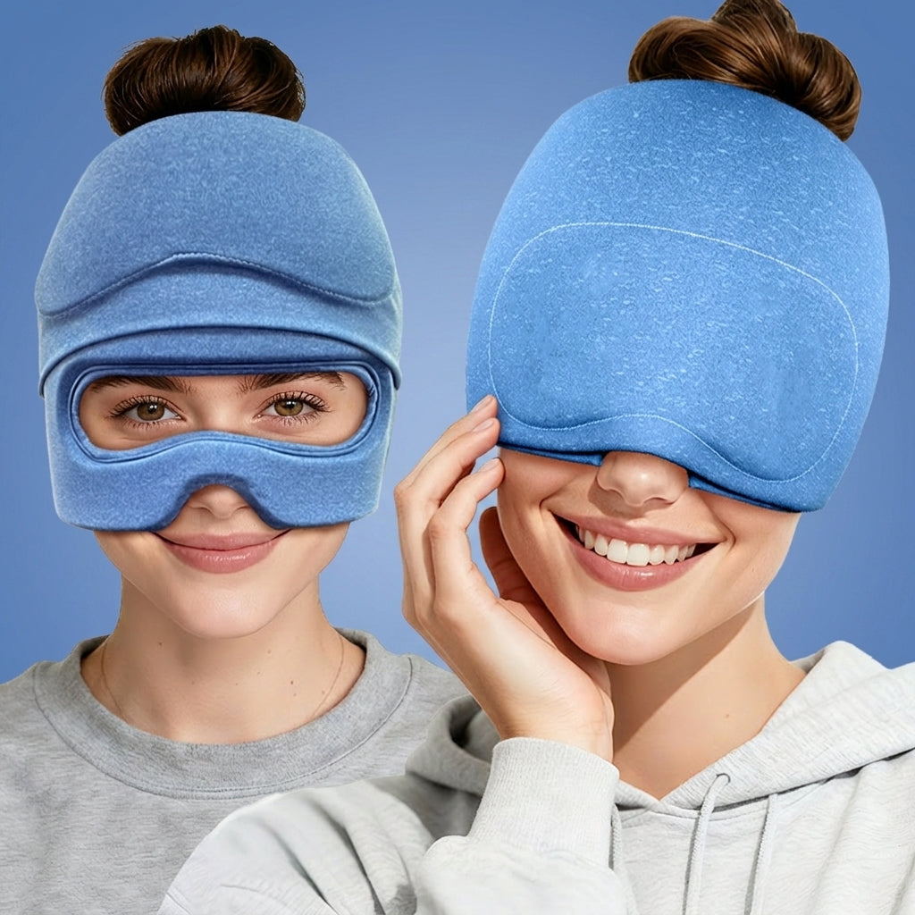 The Arctic Cap with the eye mask up and down